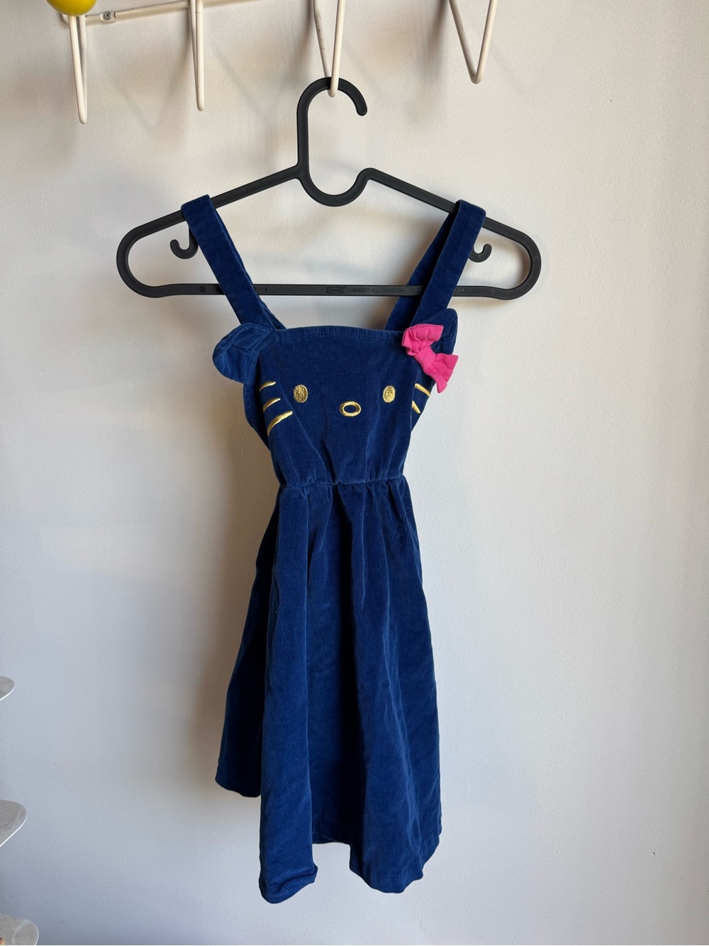 Navy Hello Kitty Corduroy Dress with Pink Bow